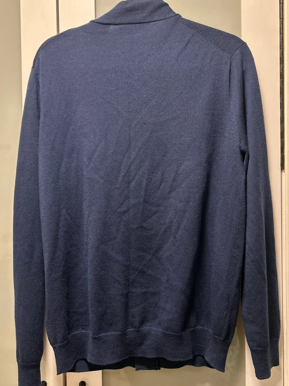 J.Crew  Men's Navy Blue V-Neck Button-Up Merino wool Cardigan Sweater M